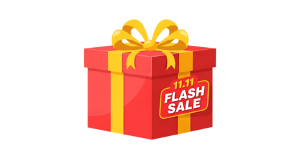 Grab this exclusive 11.11 Flash Sale gift box with a golden ribbon, promising a memorable shopping experience and big savings during this shopping festival!