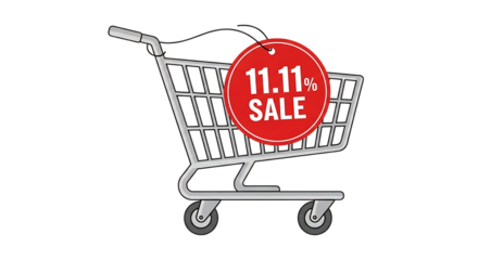 Grab amazing deals with a shopping cart promoting the exciting 11.11 sale, perfect for attracting customers and boosting sales during this popular shopping event