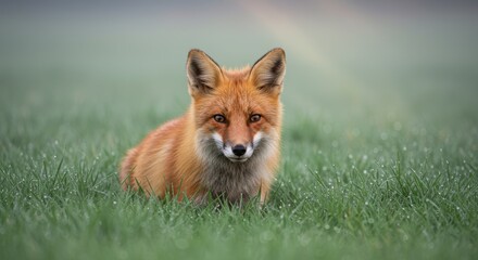 Fototapeta premium Red fox in grassy meadow