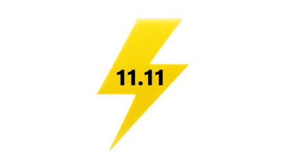 Get ready for electrifying 11.11 sales with this dynamic yellow lightning bolt graphic, perfect for promo campaigns, ads, and social media highlights