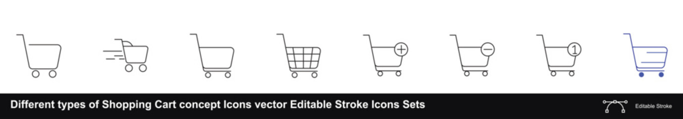 Shopping Cart concept Icons vector Editable Stroke Icons Sets © Bluewavy