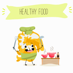 Buddha's hand fruit funny characters, hand drawn vector illustration.