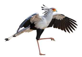 A striking depiction of a watchful bird of prey with outstretched wings, set against a plain black backdrop.