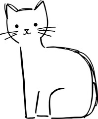 Doodle sketch cat outline, simple cartoon pet design for creative blogs