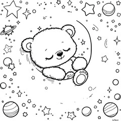 Cartoon Angry Party Bear black and white
