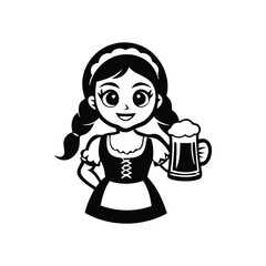 happy girl drinking bubble milk tea cartoon art
