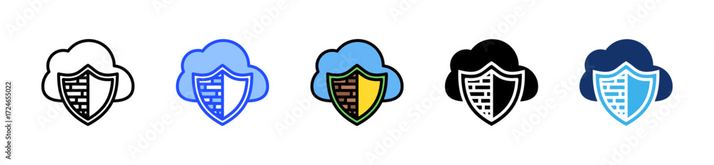 Poster saas cybersecurity icon collection with multiple styles