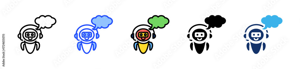 Poster ai chatbots icon collection with multiple styles