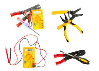electrical tools for installation and repair on a transparent background