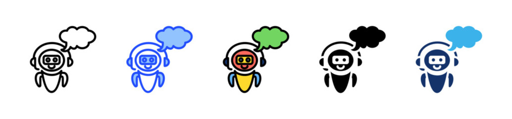 Ai Chatbots Icon Collection With Multiple Styles