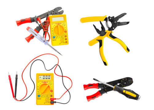 electrical tools for installation and repair on a transparent background - Powered by Adobe