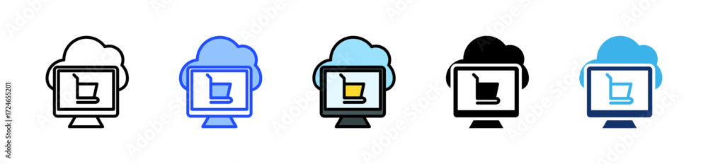 Poster saas marketplace icon collection with multiple styles