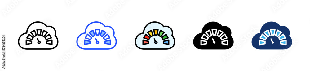 Poster performance monitoring icon collection with multiple styles