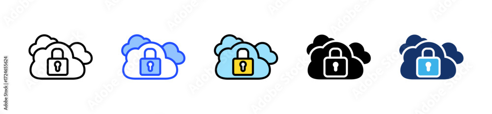 Poster cloud security icon collection with multiple styles