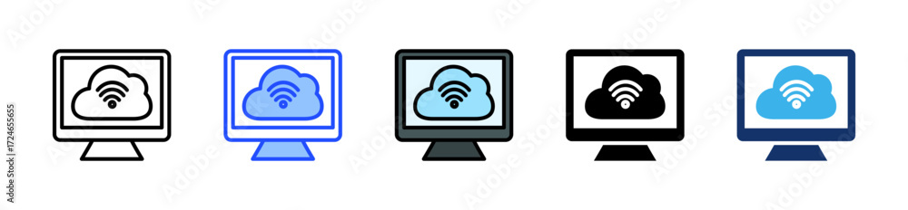 Poster remote access icon collection with multiple styles