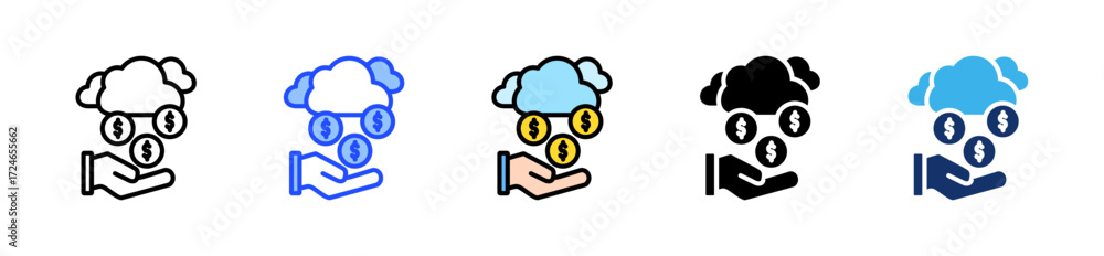 Poster pay as you go icon collection with multiple styles