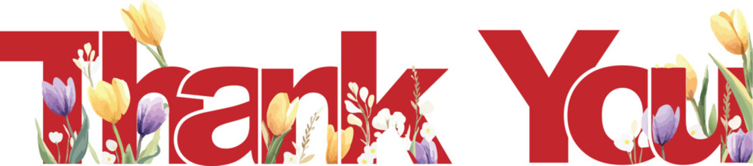 Thank You Hand Lettering with Decorative Typography Vector