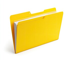 Open yellow file folder with white papers