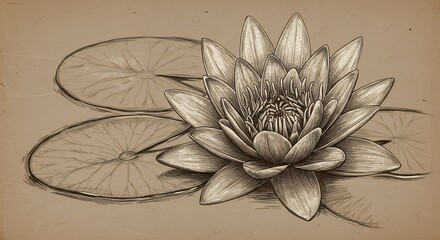 Detailed lotus flower illustration