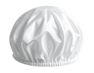 Classic White Shower Cap with Elastic Band, Bathroom Fashion Accessory, Isolated on Transparent Background 