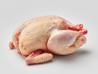 Whole raw chicken, light beige skin, pinkish-red parts