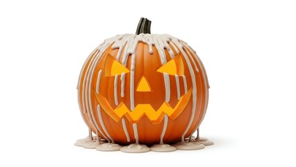 Halloween Pumpkin Illustration Scary Carved Grin with Dripping Wax