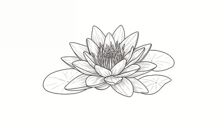 Monochromatic lotus flower drawing