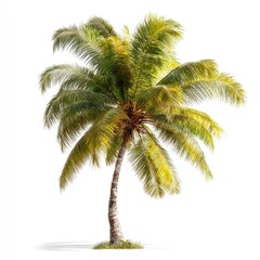Fototapeta premium Lush palm tree against white background