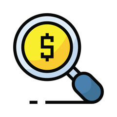 Obraz premium Magnifying glass over a dollar coin