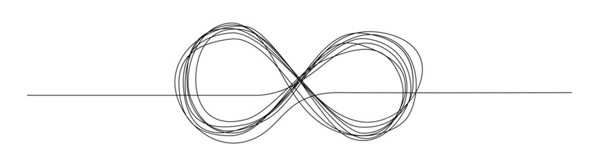 Infinity sign chaotic scribble drawing vector