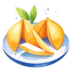 Fortune cookies on a plate, stylized illustration