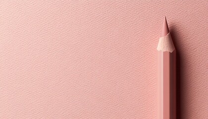 Minimal pink pencil on pastel pink textured background