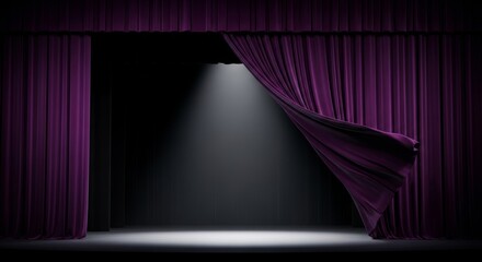 Wide angle view of stage curtains opening
