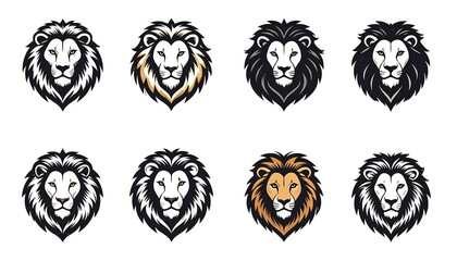 Six lion head emblems, various color palettes