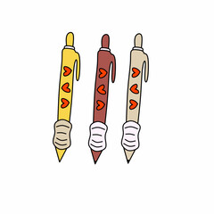 Cute pen vector art with various colors for school children and children's education themes