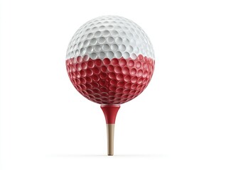 Golf ball with Poland flag design on tee