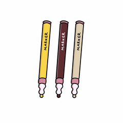back to school concept Vector Art Three Colored Markers for the theme of Education and Teaching is also academic