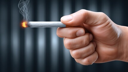 The hazardous grip, a closeup examination of hand holding burning cigarette and its implications