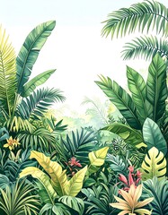 Lush tropical foliage frame