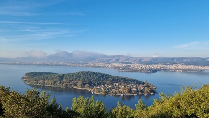 ioannina city and lake in the mornign