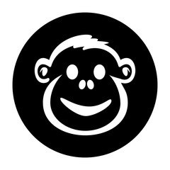 black and white illustration of a monkey icon