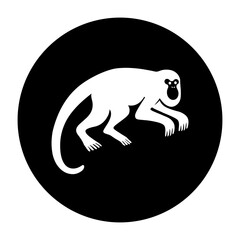 black and white illustration of a monkey icon
