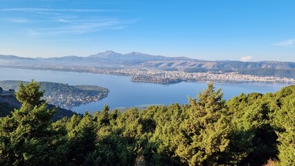 ioannina city and lake in the mornign