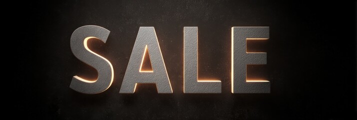 Intriguing Sale Announcement Featuring Bold Letters Glowing Against a Dark Background, Inviting Customers to Take Part in Special Offers