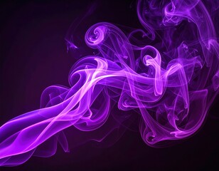 Abstract vibrant purple smoke swirls and curls against a dark backdrop, creating a dynamic, ethereal, and magical visual effect