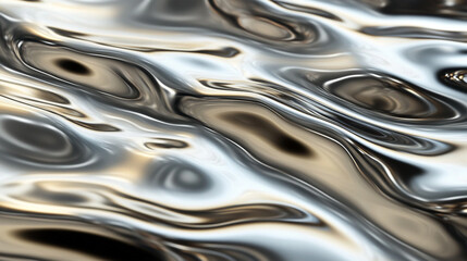 Abstract Chromatic Flow: Molten Mercury Texture