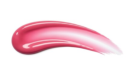 Pink lip gloss swatch isolated on white background for cosmetic use