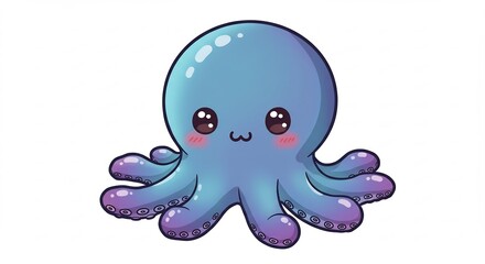Schattige blauwe octopus vrolijk kijkt zacht licht. AI Generated