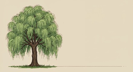 Single willow tree illustration