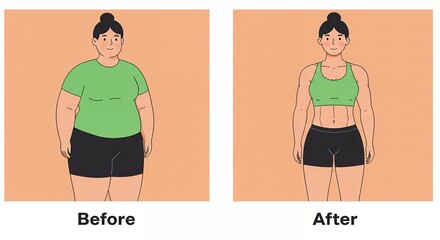 Weight loss transformation illustration